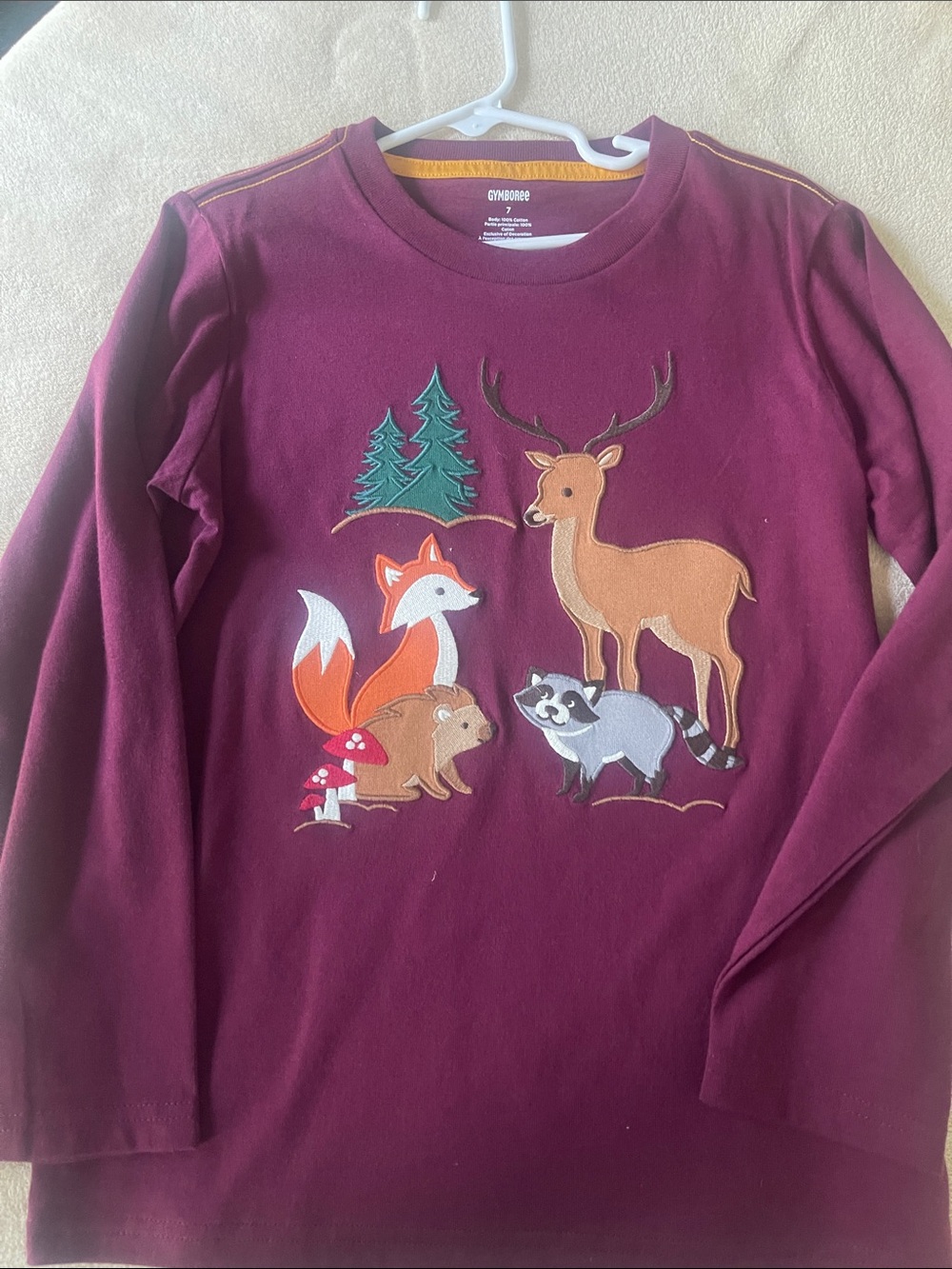 Gymboree Burgundy Long-Sleeve Woodland Animal Tee